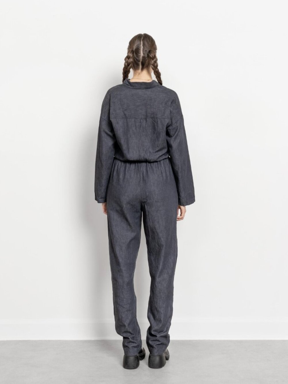 DENIM PANTSUIT JUMPSUIT Vintage Jean Romper / Medium Large - Picture 10 of 11